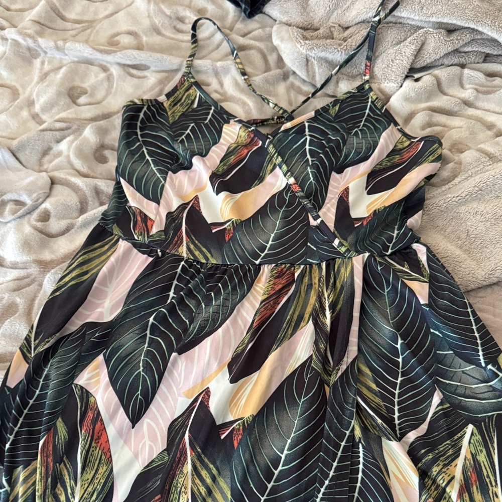 Tropical Leaf Print Dress